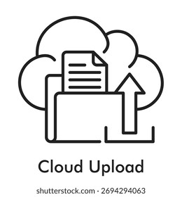 Cloud Upload Icon in Line Style. Vector Illustration for Data Synchronization and Online Backup Concept