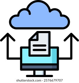 Cloud Upload Icon Lineal Color Vector Illustration