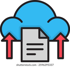 Cloud Upload Icon Lineal Color Vector Illustration