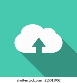 cloud upload icon with long shadow