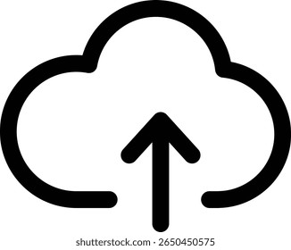 Icono de Cargar en la nube en estilo de contorno mínimo