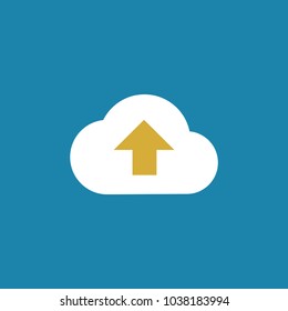 Cloud upload icon on blue background. Vector.