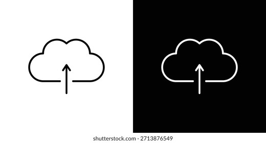 Pictograma del contorno del icono del Cargar de la nube aislado en blanco. Vector Forma de icono.