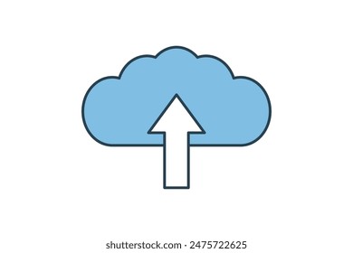 Cloud upload icon. icon related to cloud computing. suitable for web site, app, user interfaces, printable etc. flat line icon style. simple vector design editable