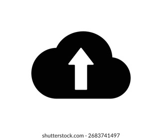 Cloud upload icon representing data transfer, cloud storage upload, or file sending in digital applications and cloud services