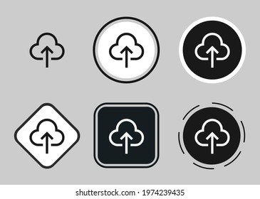 cloud upload icon set. Collection of high quality black outline logo for web site design and mobile dark mode apps. Vector illustration on a white background	