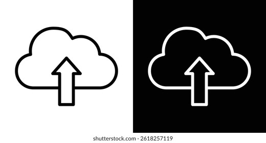 Cloud upload icon shape graphic simple plain clipart symbol. thin line outline art