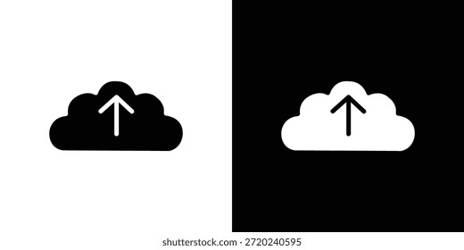 Ícone de upload na nuvem silhueta vetor ilustração estilo plano isolado