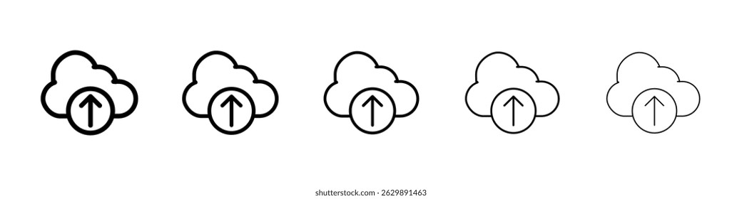 Cloud upload icon Simple thin line flat symbol