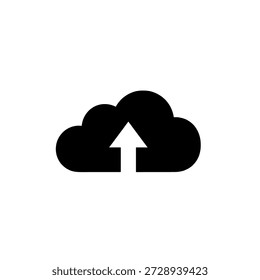 Cloud upload icon: A sleek, modern icon of a cloud with an upward-pointing arrow symbolizes the concept of uploading and data transfer in a minimalist style.