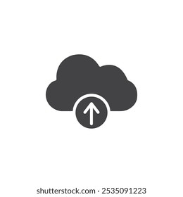 Cloud upload icon Symbol mark in filled style