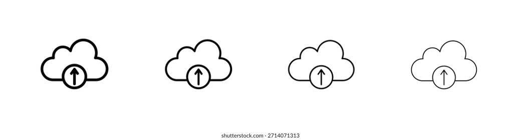 Cloud upload icon symbol pictogram set