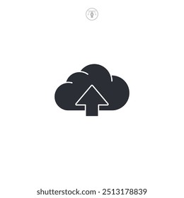 Symbol für Cloud-Upload, Vektorgrafik einzeln auf weißem Hintergrund