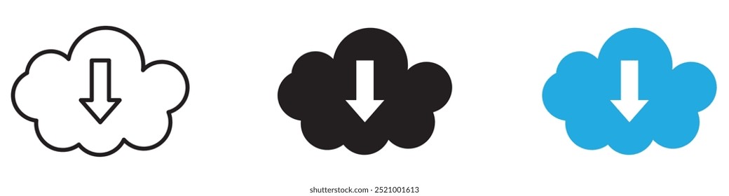 Cloud upload icon thin line illustration