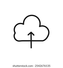 Cloud upload icon Thin line art isolated