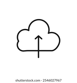 Cloud upload icon Thin line art isolated
