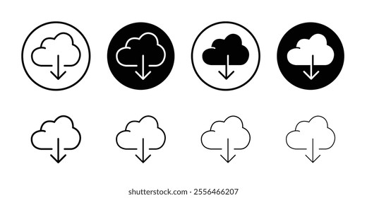 Cloud upload icon Thin line illustration set