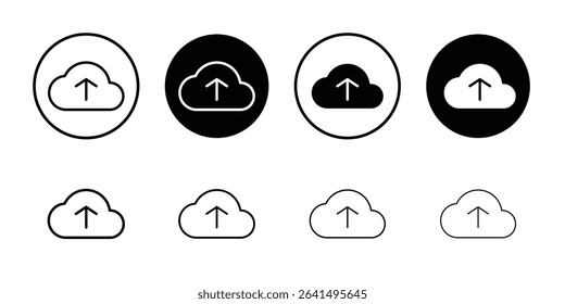 Cloud upload icon Thin line illustration set vector