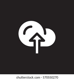 Cloud upload icon vector, filled flat sign, solid white pictogram isolated on black. Symbol, logo illustration