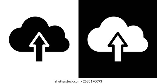 Ícone de carregamento de nuvem Vetor em estilo simples. Silhuetas de coleção