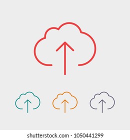 Cloud upload icon vector illustration. Linear symbol with thin outline. The thickness is edited. Minimalist style.