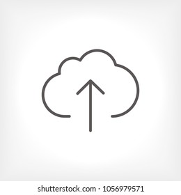Cloud upload icon vector illustration. Linear symbol with thin outline. The thickness is edited. Minimalist style.