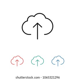 Cloud Upload Symbol Vektorillustration Illustration. Lineares Symbol mit dünner Umrisslinie. Die Dicke wird bearbeitet. Minimalistischer Stil.