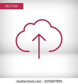 Cloud upload icon vector illustration. Linear symbol with thin outline. The thickness is edited. Minimalist style.