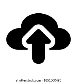 Cloud Upload icon vector illustration in solid style for any projects, use for website mobile app presentation