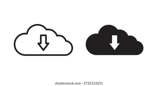 Cloud upload icon. Vector illustration, flat and stroke