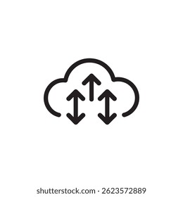 Vetor de ícone de upload de nuvem que representa computação em nuvem, armazenamento de dados e backup on-line para arte digital Ilustração editável isolada em um fundo branco