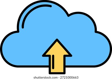 Icono del Cargar de la nube con la flecha amarilla y la nube azul del cielo