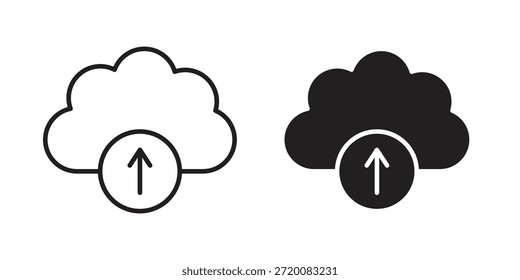 Cloud-Upload-Symbole von schwarzen Farben in verschiedenen Stilen