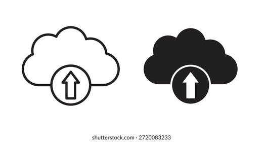 Cloud-Upload-Symbole von schwarzen Farben in verschiedenen Stilen