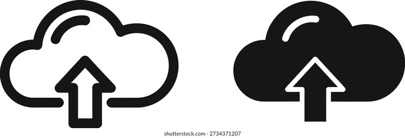 Cloud-Upload-Symbole in Schwarz-Weiß