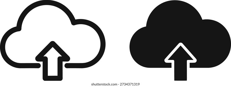 Cloud-Upload-Symbole in Schwarz-Weiß