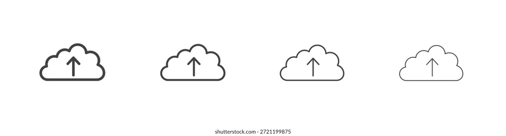 Symbole zum Hochladen von Cloud-Inhalten für Grafik und Webdesign.