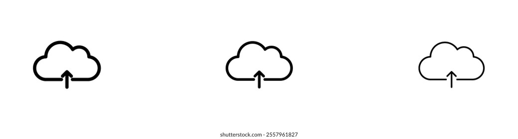 Cloud upload icons pack in black and blue.
