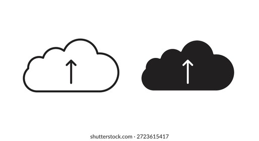 Ícones de upload de nuvem definidos isolados na ilustração de vetor plano de fundo branco.