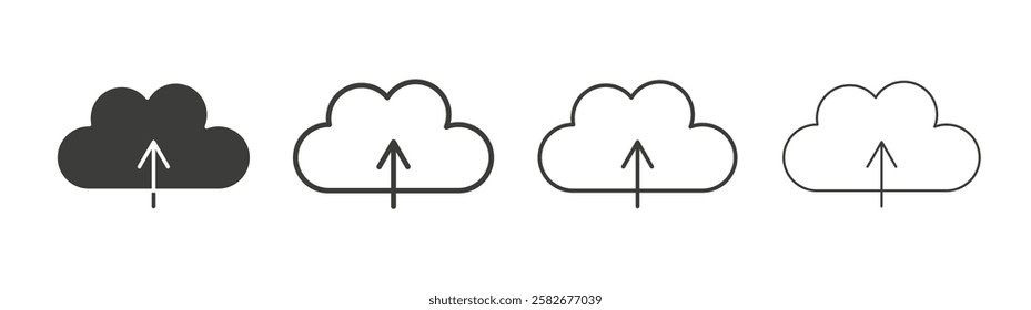 Cloud upload icons set vectors graphic designs
