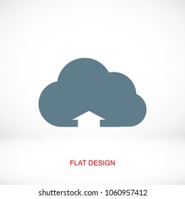 cloud upload illustration icon, stock vector illustration flat design style