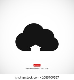 cloud upload illustration icon, stock vector illustration flat design style