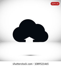 cloud upload illustration icon, stock vector illustration flat design style