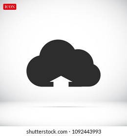 cloud upload illustration icon, stock vector illustration flat design style
