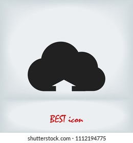 cloud upload illustration icon, stock vector illustration flat design style