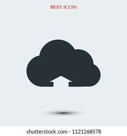 cloud upload illustration icon, stock vector illustration flat design style