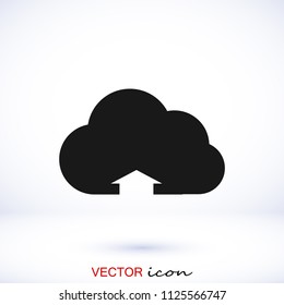 cloud upload illustration icon, stock vector illustration flat design style