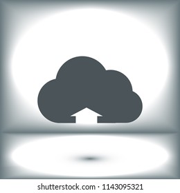 cloud upload illustration icon, stock vector illustration flat design style