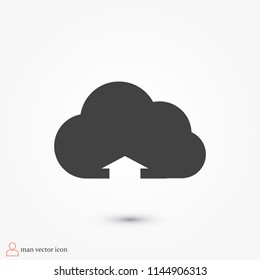 cloud upload illustration icon, stock vector illustration flat design style