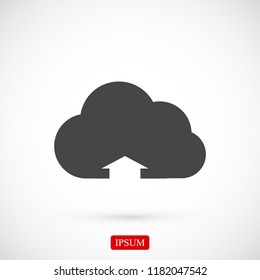 cloud upload illustration icon, stock vector illustration flat design style